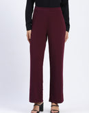 Madame Wide Legged Solid Plum Trousers