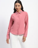 Madame Collar And Sleeve Embellished Dusty Pink Shirt