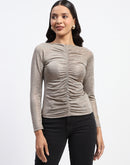 Madame Ruched Front Plain Full Sleeve Top