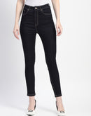 Madame Solid Dark Blue Skinny Fit Cotton Denim