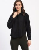 Madame Frayed Detailing Collared Cuff Sleeve Shirt