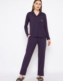 mSECRET Open Front Contrast Bonning Deep Purple Night Suit