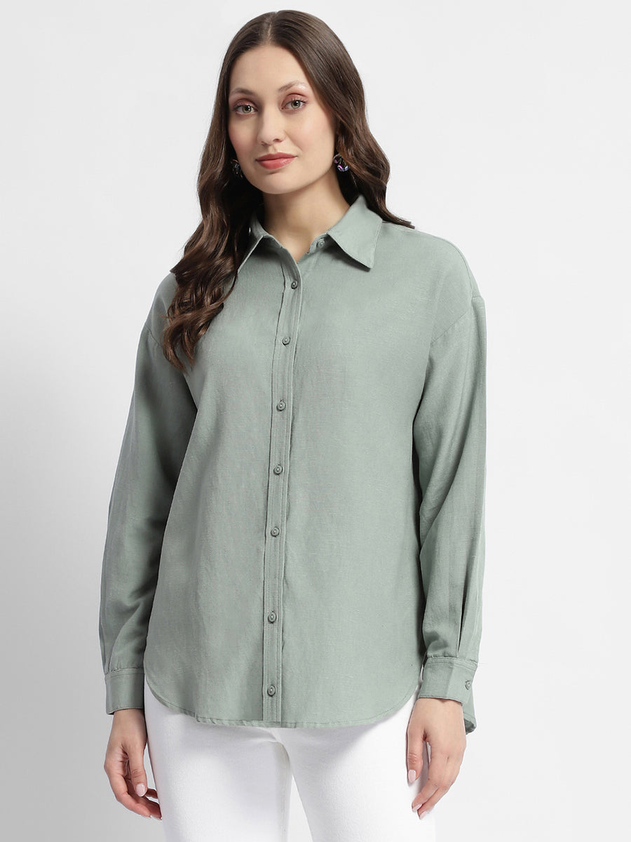 Madame Dusty Green Regular Full Sleeve Shirt