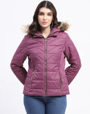 Madame Corduroy Two In One Plum Quilted Jacket