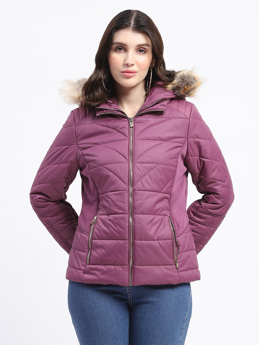 Madame Corduroy Two In One Plum Quilted Jacket