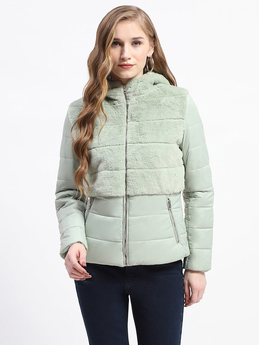 Madame Dual-Textured Mint Puffer Jacket