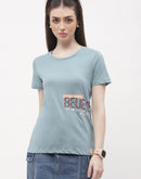 Madame Typography Powder Blue Regular T-Shirt