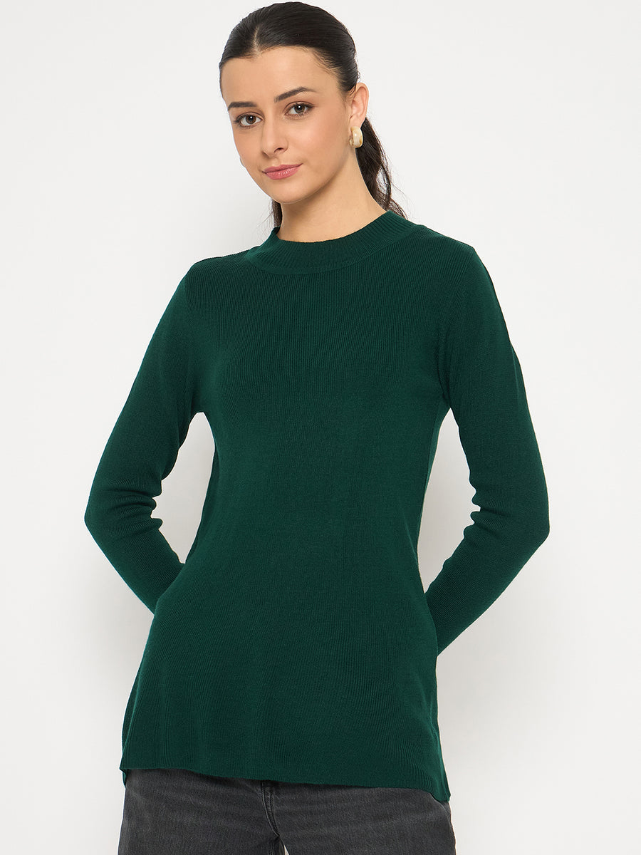 Madame Mock Neck Solid Green Skeeve