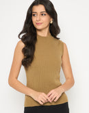 Madame Mock Neck Sleeveless Camel Skeeve