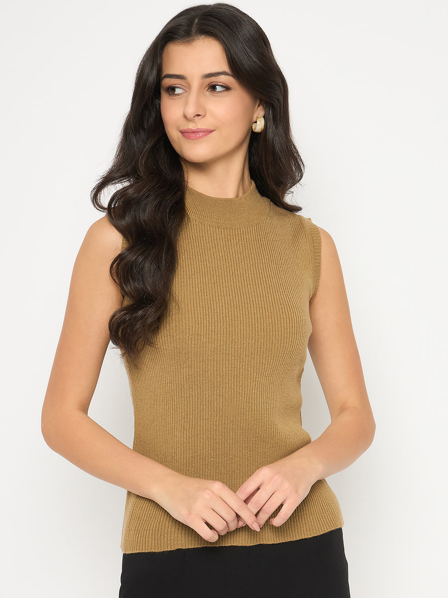 Madame Mock Neck Sleeveless Camel Skeeve