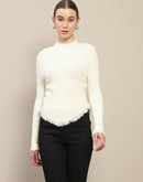 Madame Fur Cuffs and Hem Beige Sweater