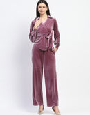 Madame Collared Asymmetric Hem Velvet Co-ord Set