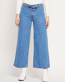 Camla Barcelona Belted Waist Light Blue Wide Leg Jeans