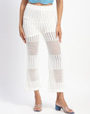 Madame Cotton Crochet Off- White Wide Legged Trousers