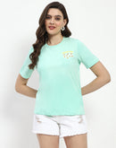 Madame 3D Print Monochromatic Cotton Mint T-Shirt