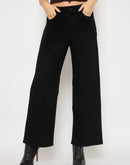 Madame Cotton Blend Wide Leg Black Denim Jeans