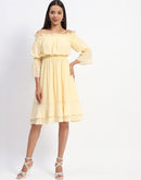 Madame Gathered Waist Off Shoulder Yellow Dress