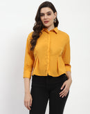 Madame Cinched Waist Mustard Shirt