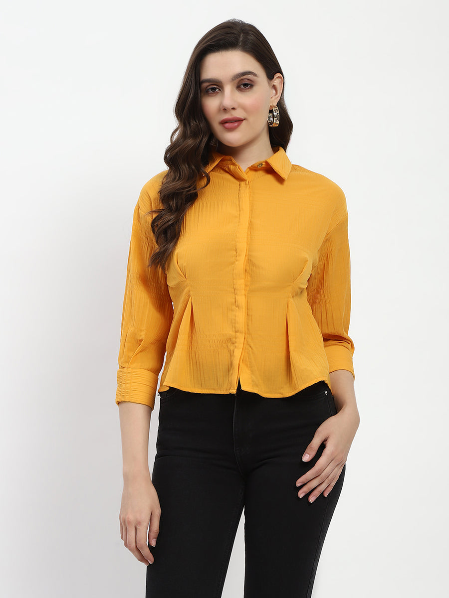 Madame Cinched Waist Mustard Shirt