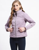 Madame Quilted High Neck Mauve Puffer Jacket