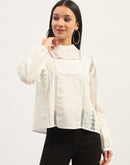 Madame Lace Detailing Solid White Top