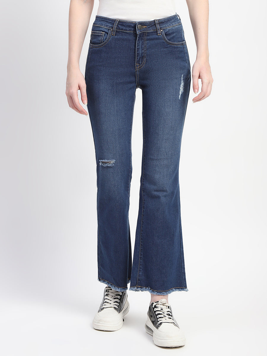 Madame Ripped Frayed Hem Flared Denim