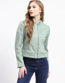 Madame Mint Faux Suede Biker Jacket