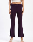 Madame Single Pleated Purple Flared Trousers