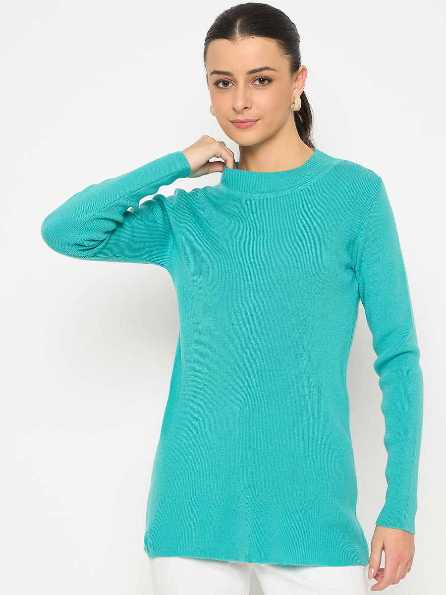 Madame Mock Neck Solid Sea Green Skeeve