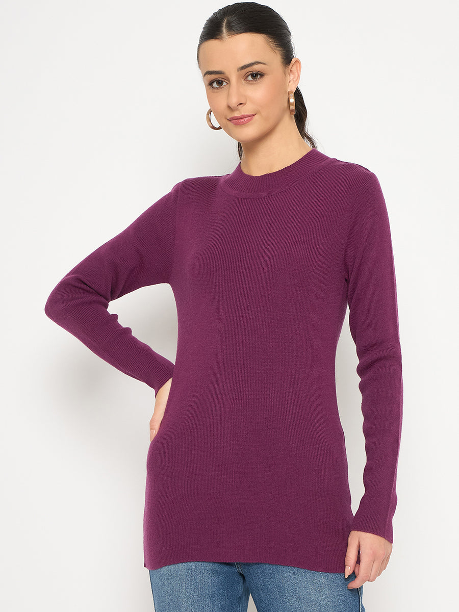 Madame Mock Neck Solid Purple Skeeve