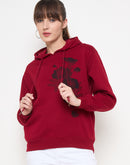 Madame Floral Print Adorned Cotton Blend Red Sweatshirt