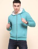 Camla Barcelona Cotton Zipper and Hooded Turquoise Sweatshirt