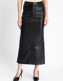 Madame Black Faux Leather Mermaid Skirt