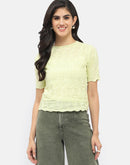 Madame Lettuce Hem Lime Green Crinkled Top