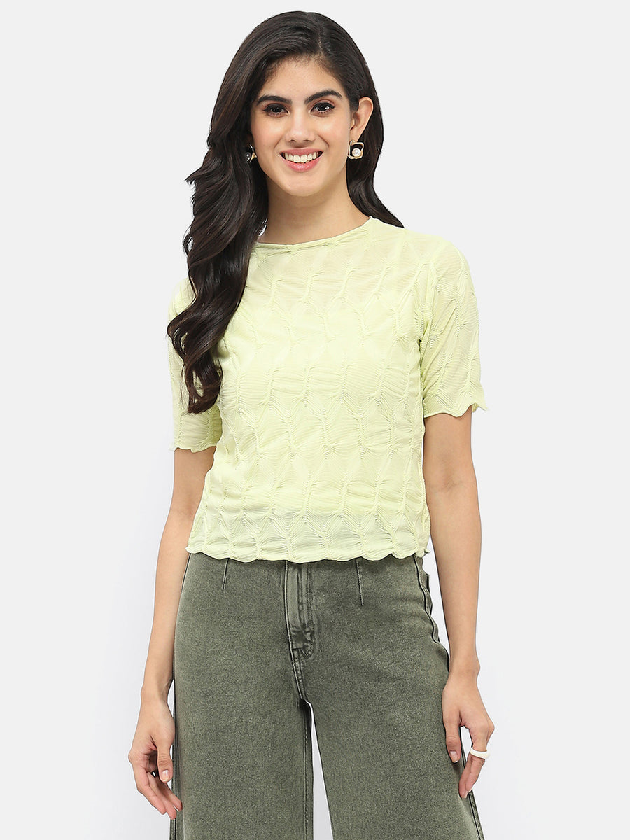 Madame Lettuce Hem Lime Green Crinkled Top