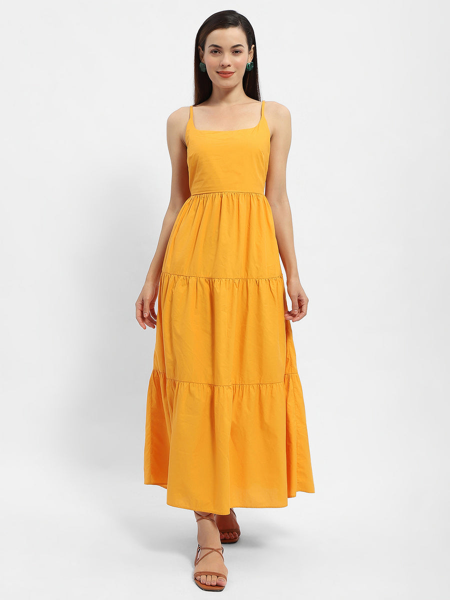 Madame Cami Neck Orange Tiered Maxi Dress