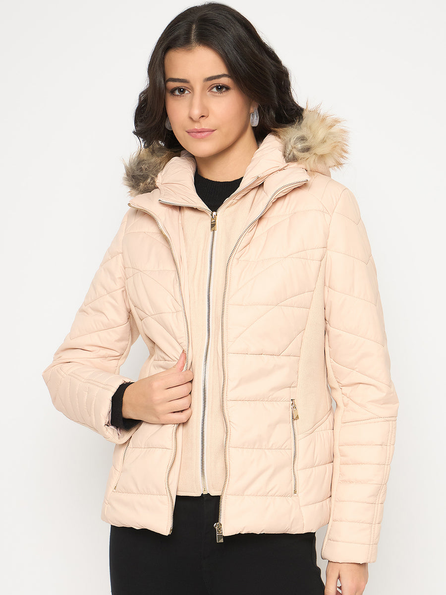 Madame Corduroy Two In One Beige Quilted Jacket