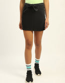 Madame Belted Black Denim Mini Skirt