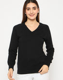 Madame V Neck Skinny Fit Black Sweater