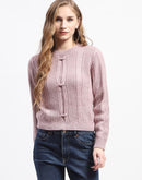 Madame Rib Neck Mauve Knitted Sweater