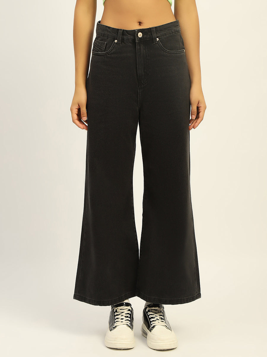 Madame Wide Leg Charcoal Cotton Denim