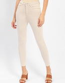 Madame Raw Hem Beige High Rise Skinny Fit Jeans