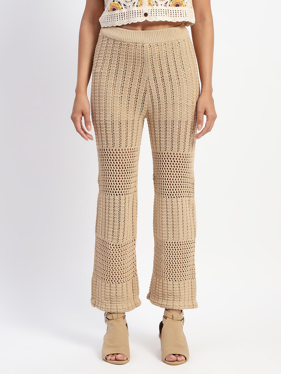 Madame Cotton Crochet Brown Wide Legged Trousers