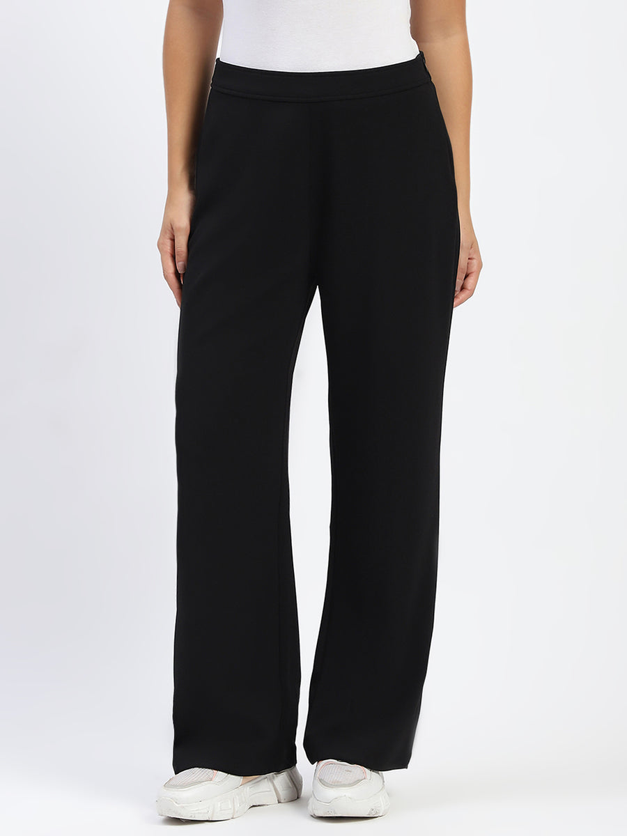 Madame Wide Legged Solid Black Trousers