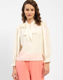 Madame Applique Adorned Off-White Shirt