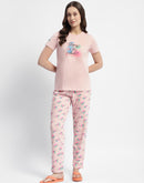 mSECRET Peach Typography Print Cotton Nightsuit Set