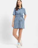 Madame Belted Waist Mid Blue Denim Shirt Dress