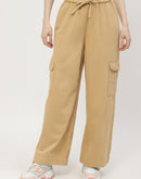 Madame Solid Yellow Cargo Jeans