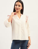 Madame Embroidery Detailing Off White Top