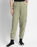 Madame Tapered Fit Olive Green Mid Rise Cargo Joggers